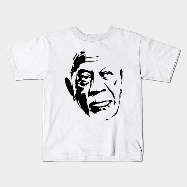 Morgan Freeman Stencil Artwork Kids T-Shirt by MarkRame